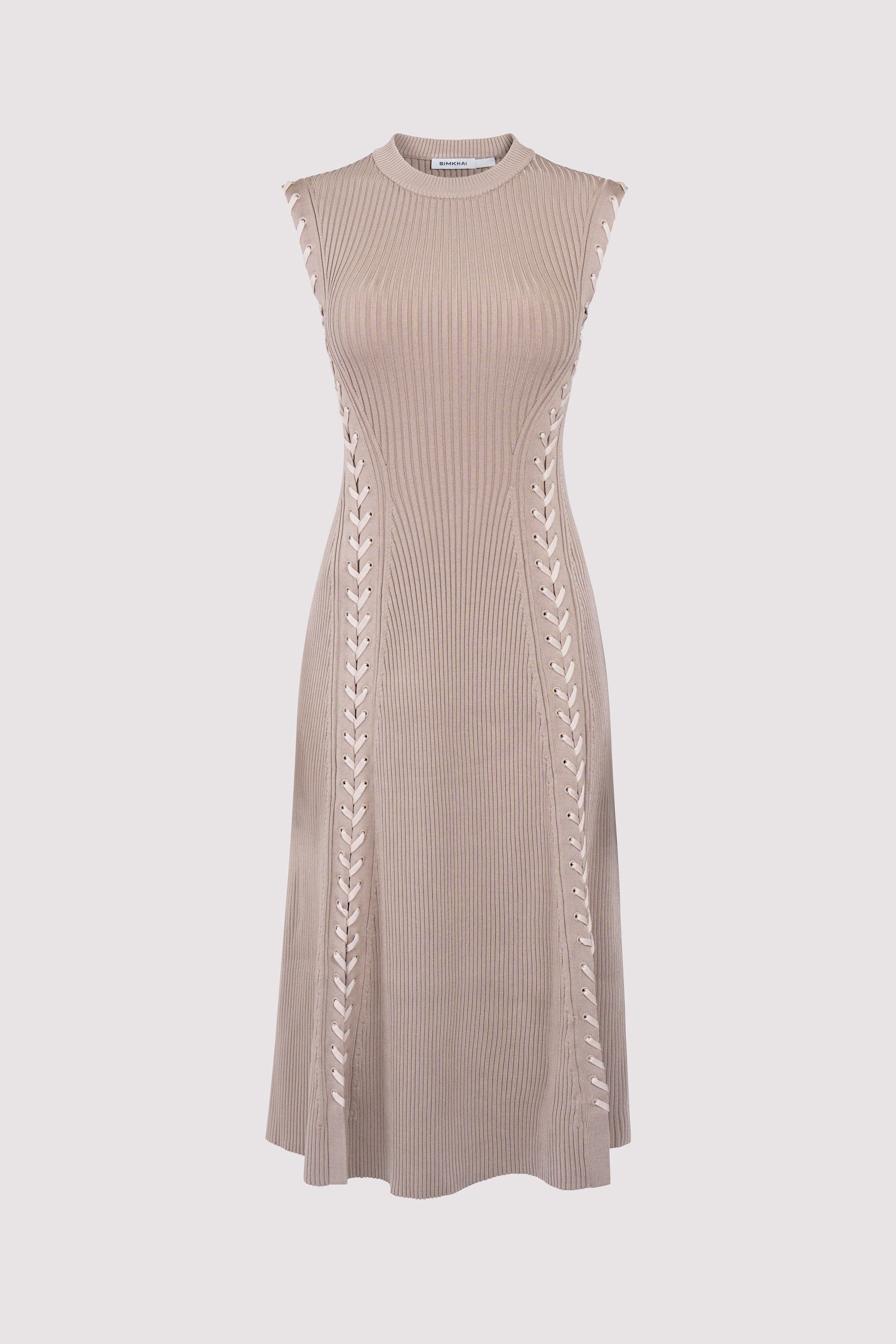 simkhai pink dress Simkhai Pink Lorena Lace Up Midi Dress