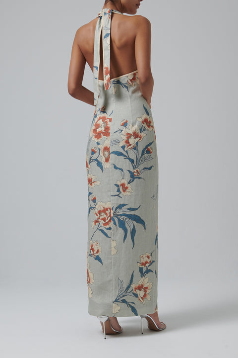 Multicoloured Roisin Halter Midi Dress