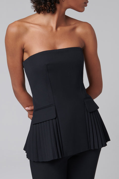 Black Vita Pleated Sleeveless Top