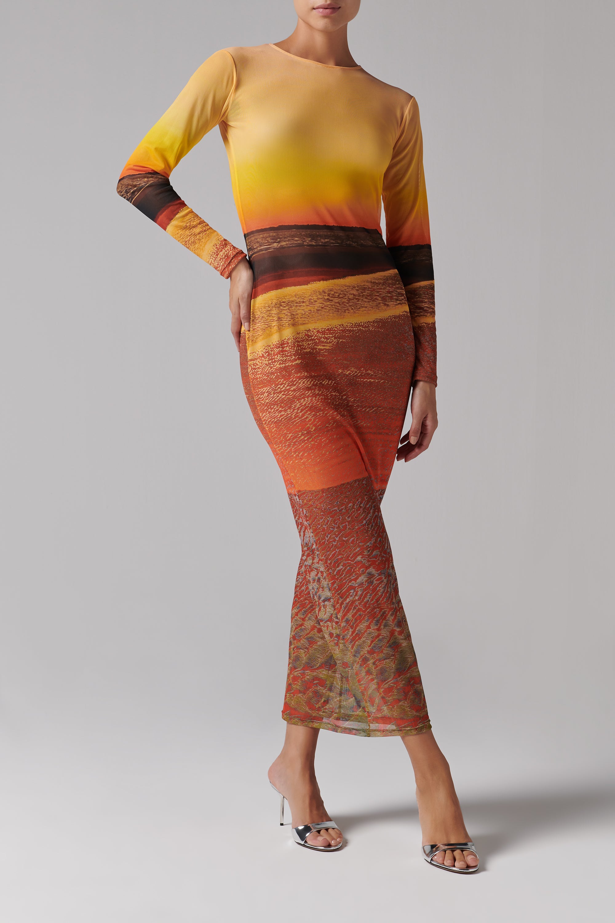 louisa ballou mesh dress High Tide Painted Sunset Color:Black Watch Petite Casual Dresses - Louisa Ballous blue mini nyla_collection_220218881