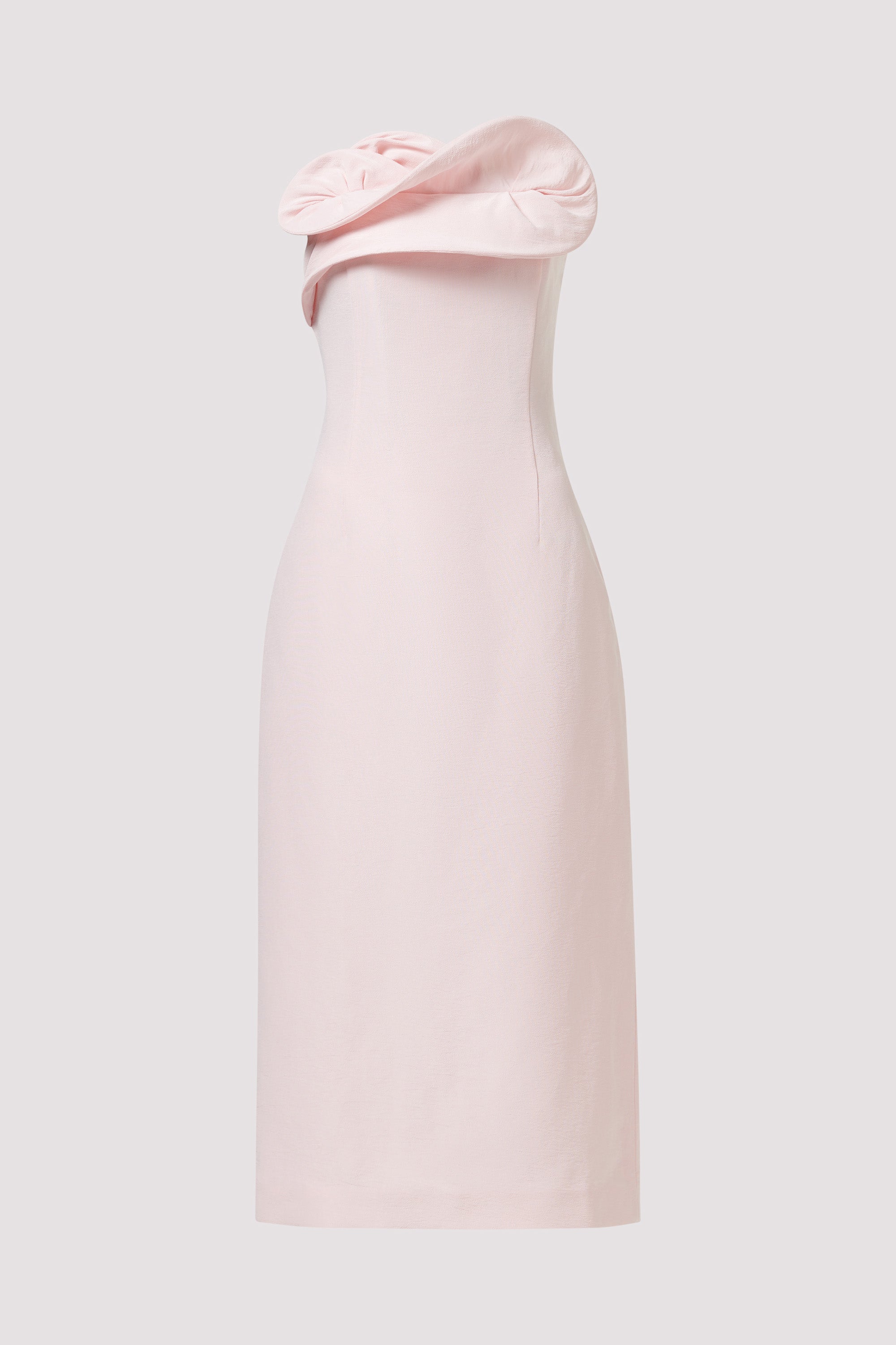 pink bustier midi dress Strapless Bustier A Line Midi Dress Pink