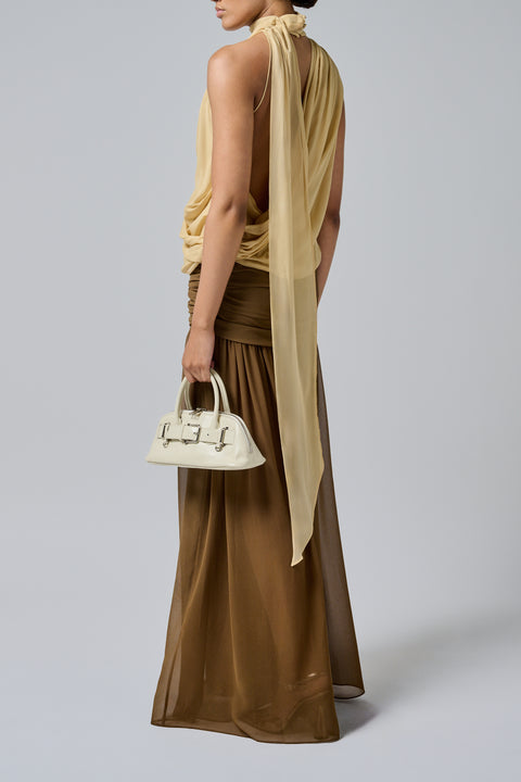 Yellow High Neck Draped Top