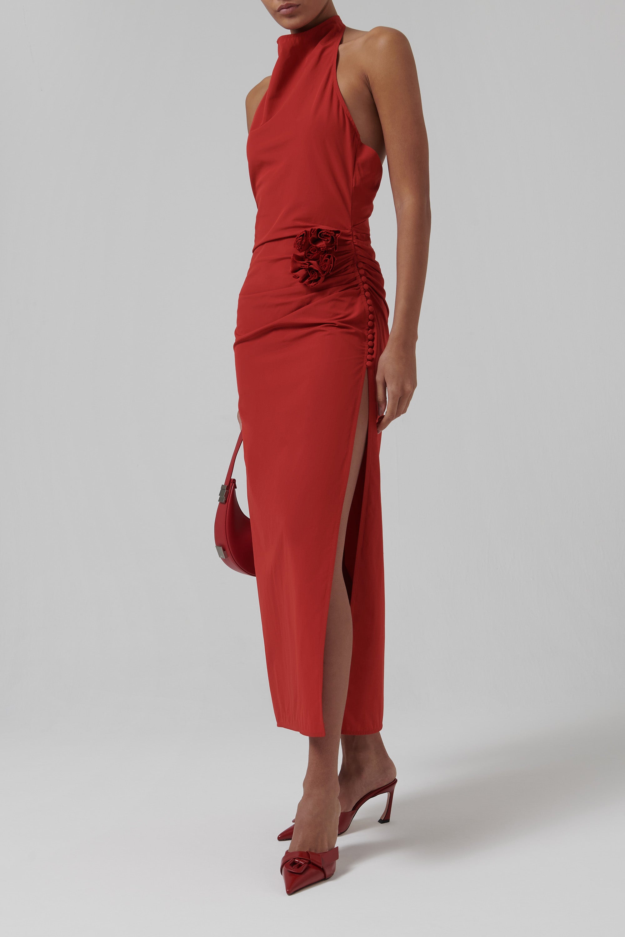 Magda Butrym Red Rose Midi Dress
