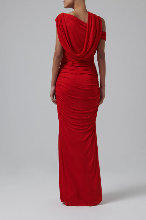 Red Jersey Maxi Gown