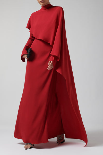 red dress with a cape Taller Marmo Carrington Red / (IT)40 1940s Pretty Wartime Evening elastic fabric INV-DJ4475 Color:Black Purple