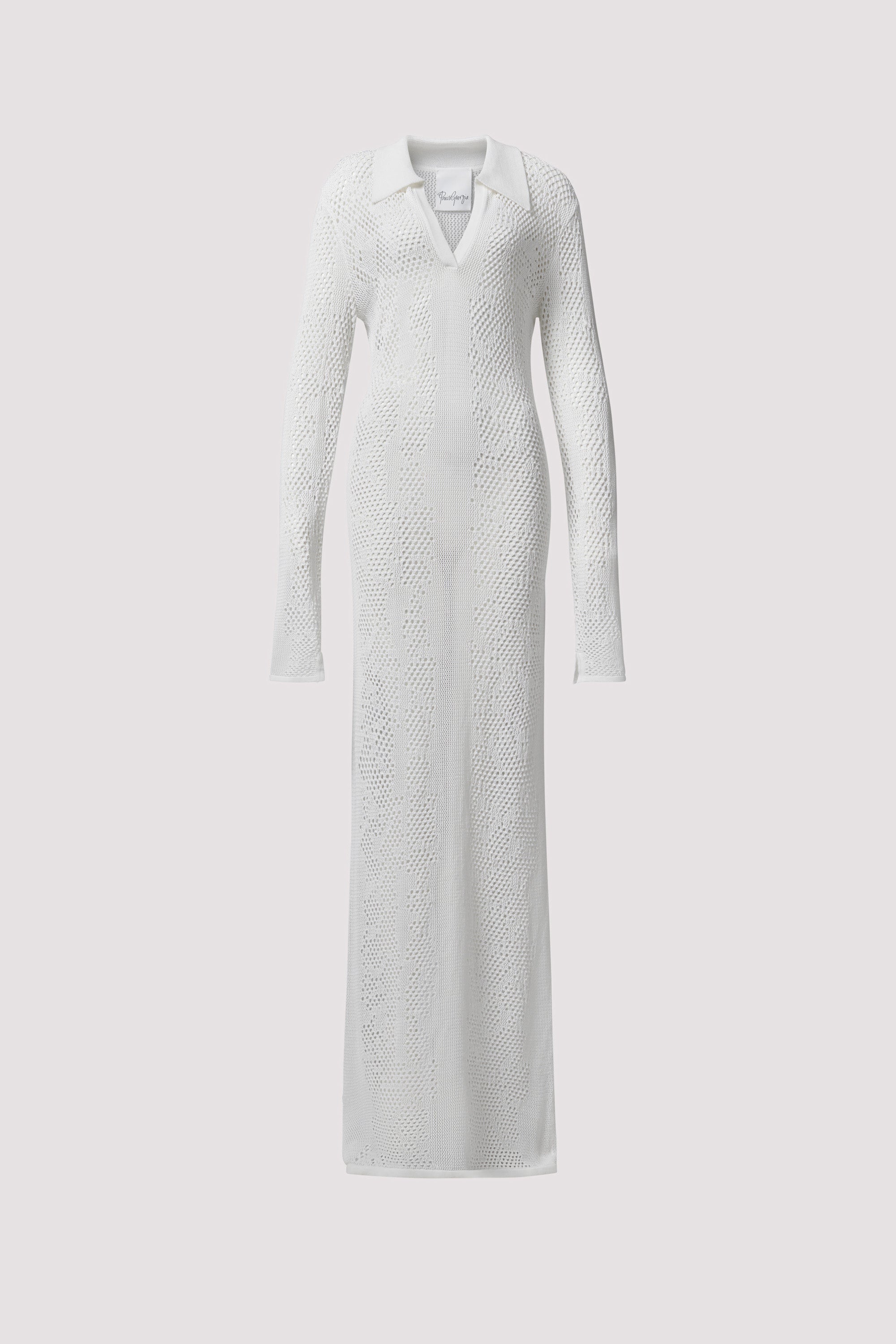 Paris Georgia White Snakeskin Crochet Maxi Dress White / L