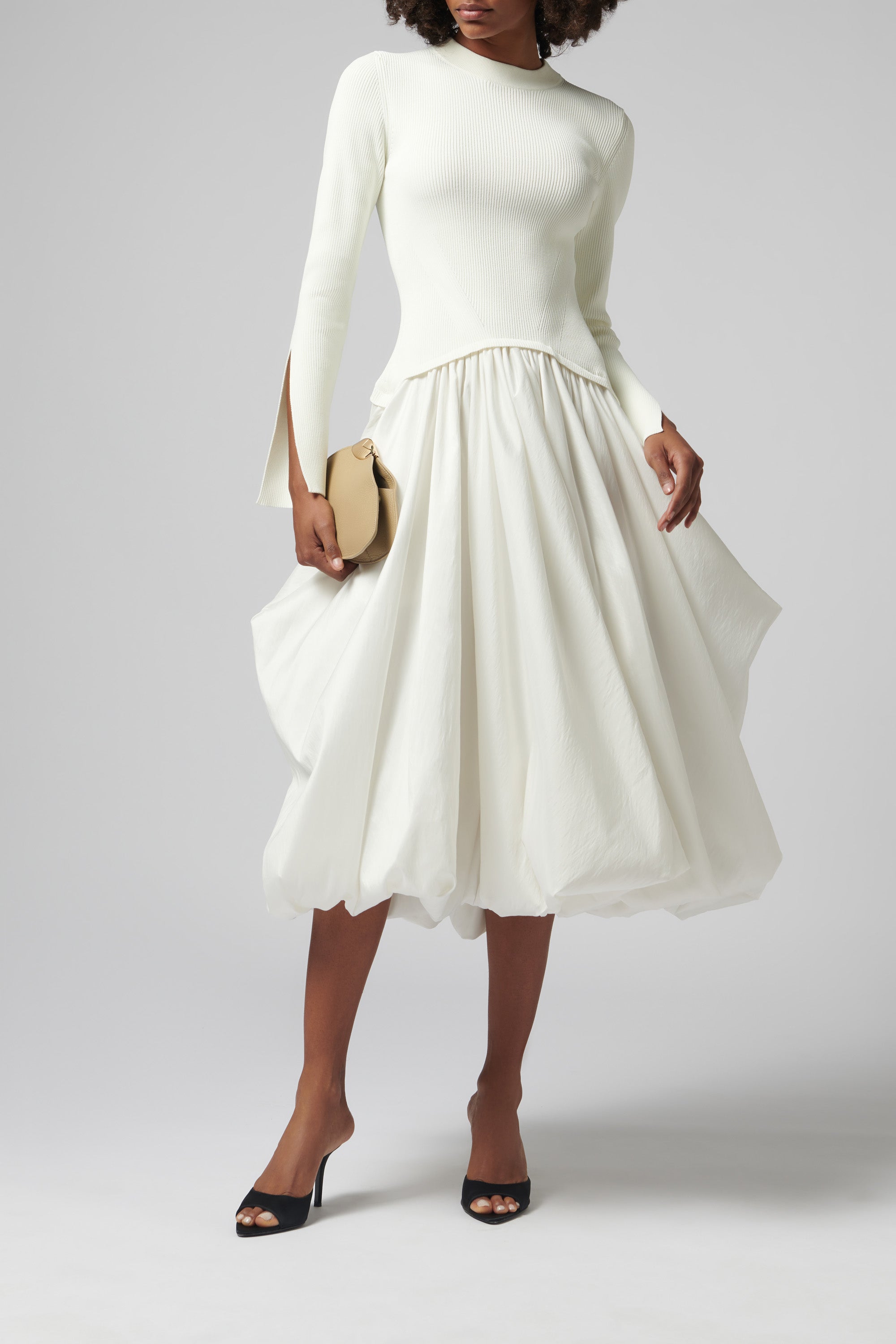 Simkhai White Kenlie Mock Neck Midi Dress Simkhai White Kenlie Mock Neck Midi Dress