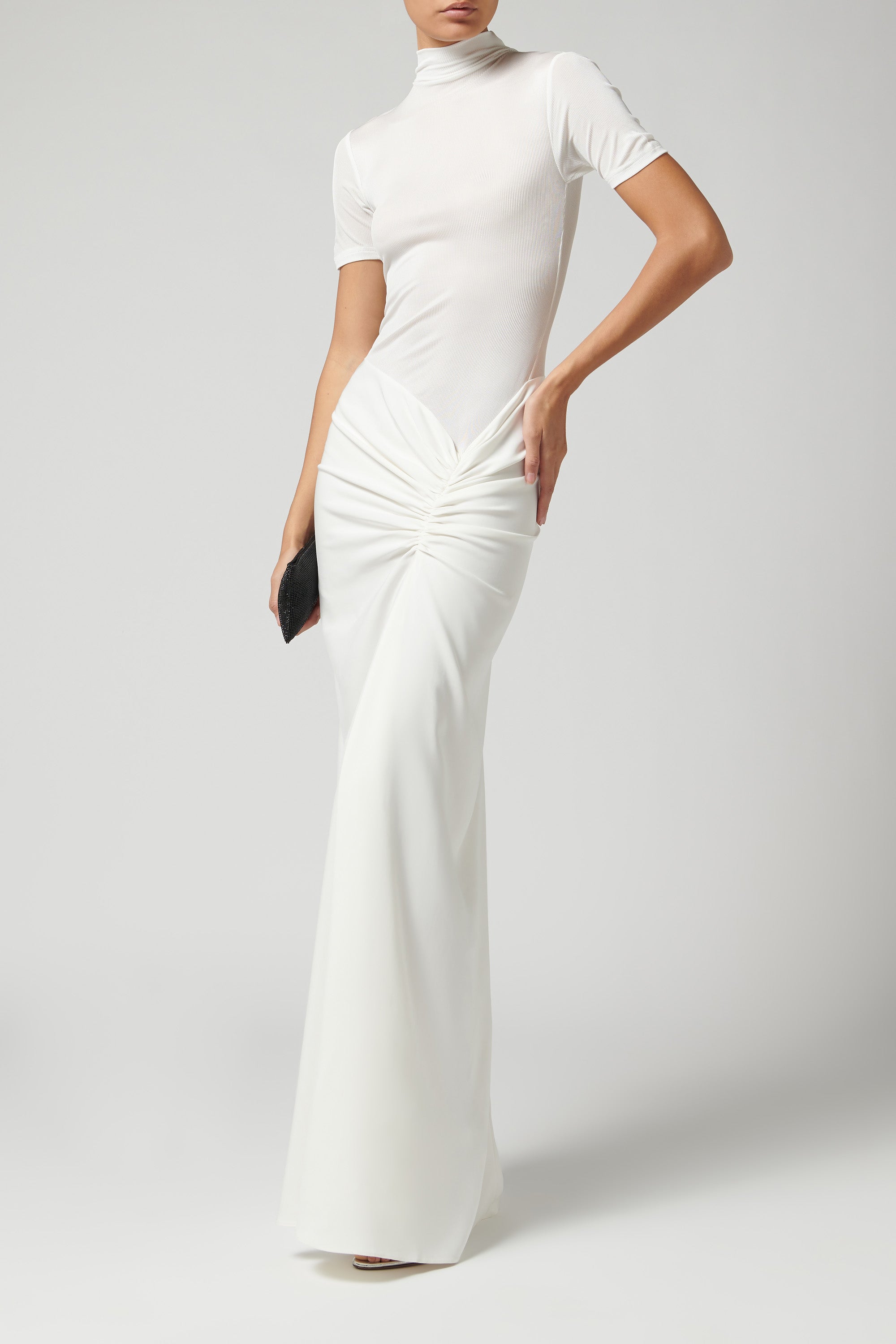 christopher esber white dress Christopher Esber Fusion Ruched Tee Gown | White | Size 12