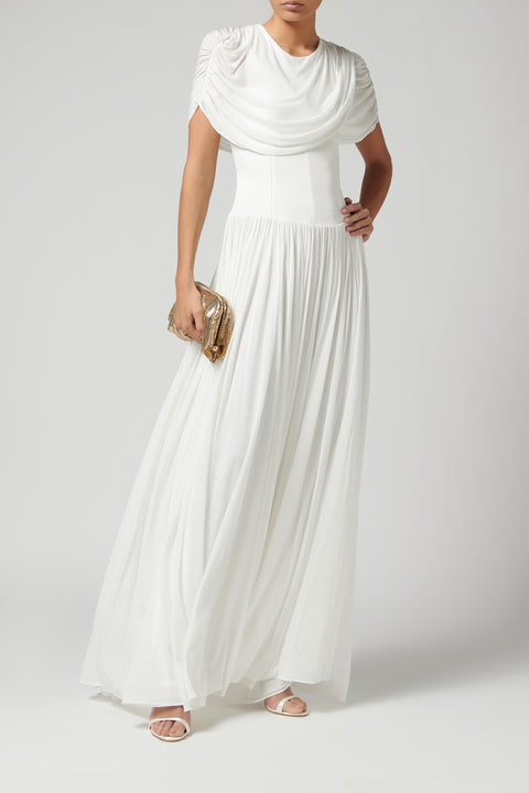 Simkhai White Nancie Cape Maxi Dress