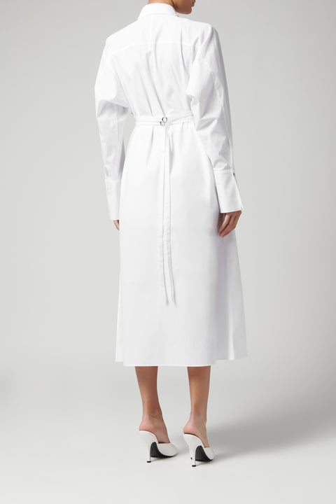 White Popeline Shirt Dress