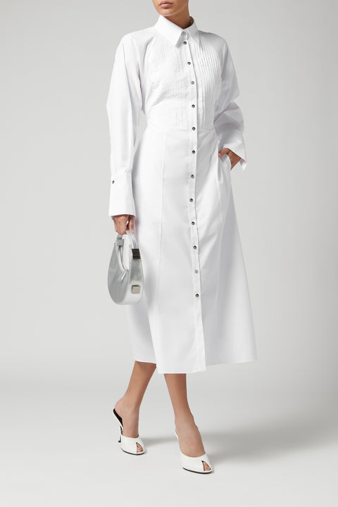 White Popeline Shirt Dress