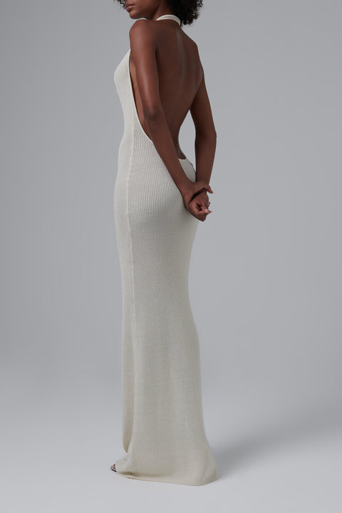 White Kala Open Back Maxi Dress