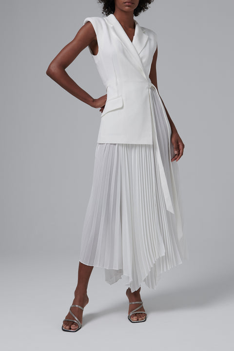 White Helena Combo Blazer Dress