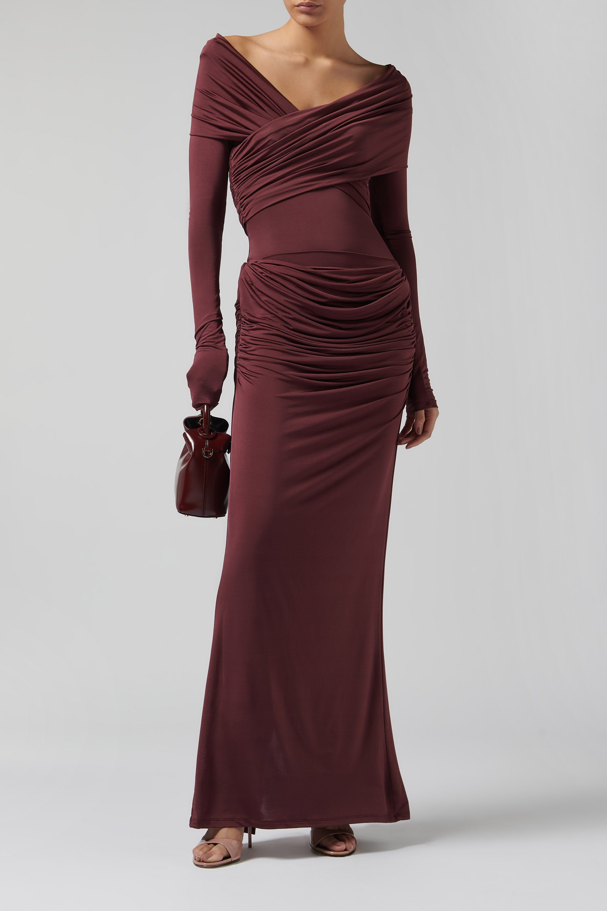 men paris georgia event matte jersey nomi dress Burgundy Otto Stretch-Jersey Bodysuit Strapless