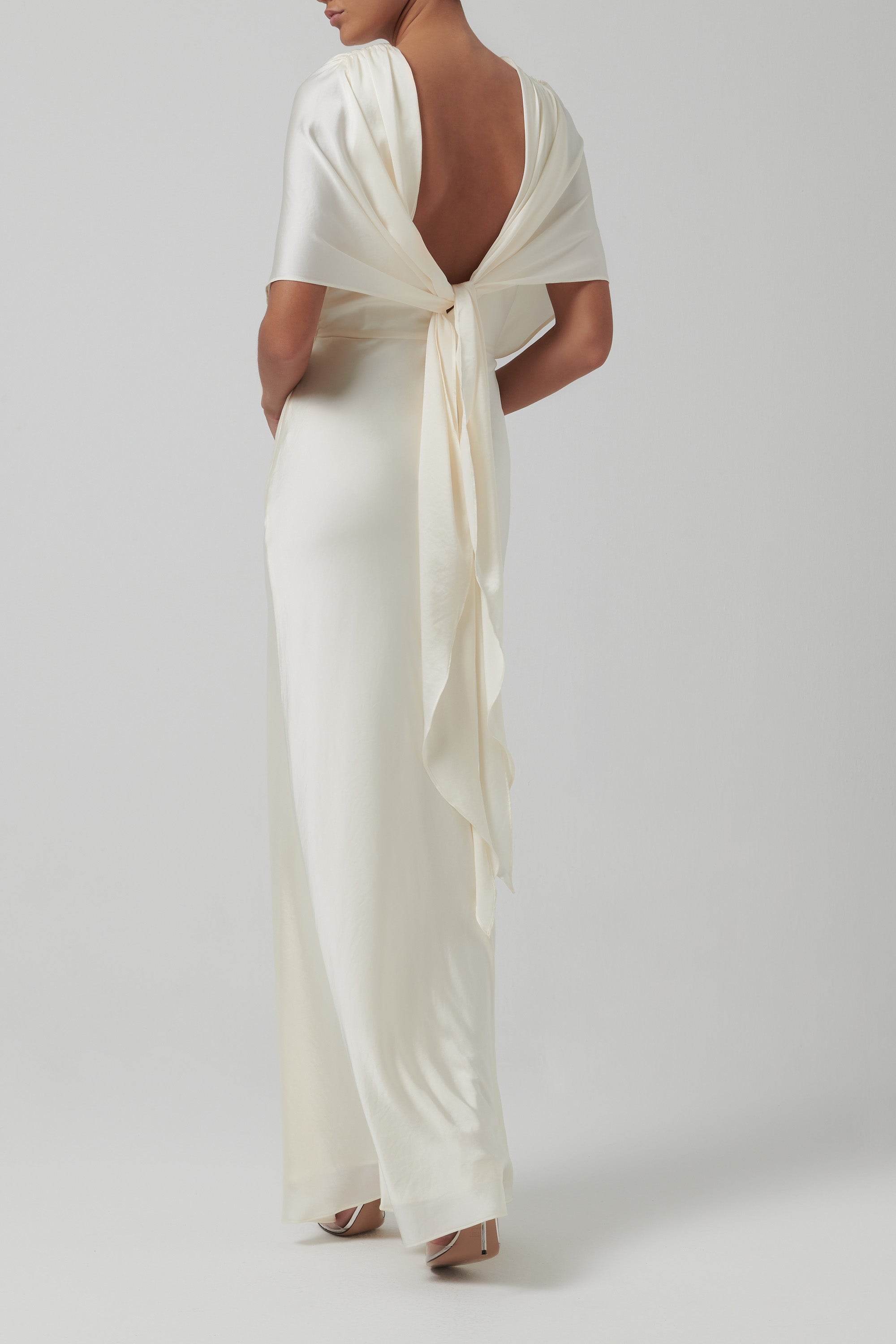 Abadia White Elsa Knot Back Maxi Dress White / US2