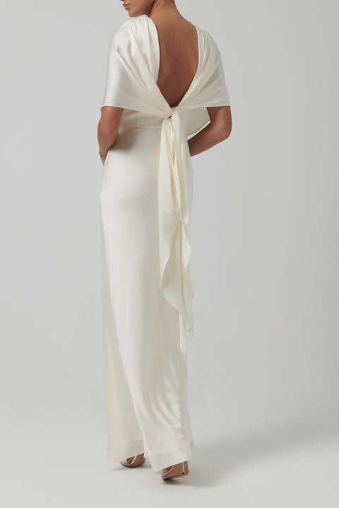 White Elsa Knot Back Maxi Dress