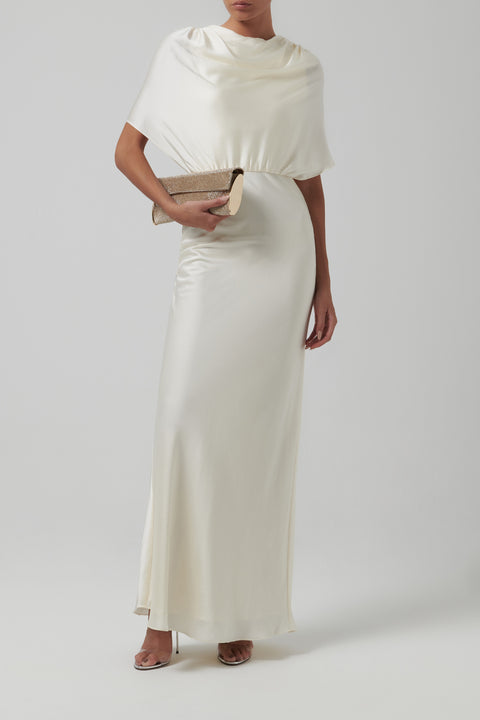 White Elsa Knot Back Maxi Dress