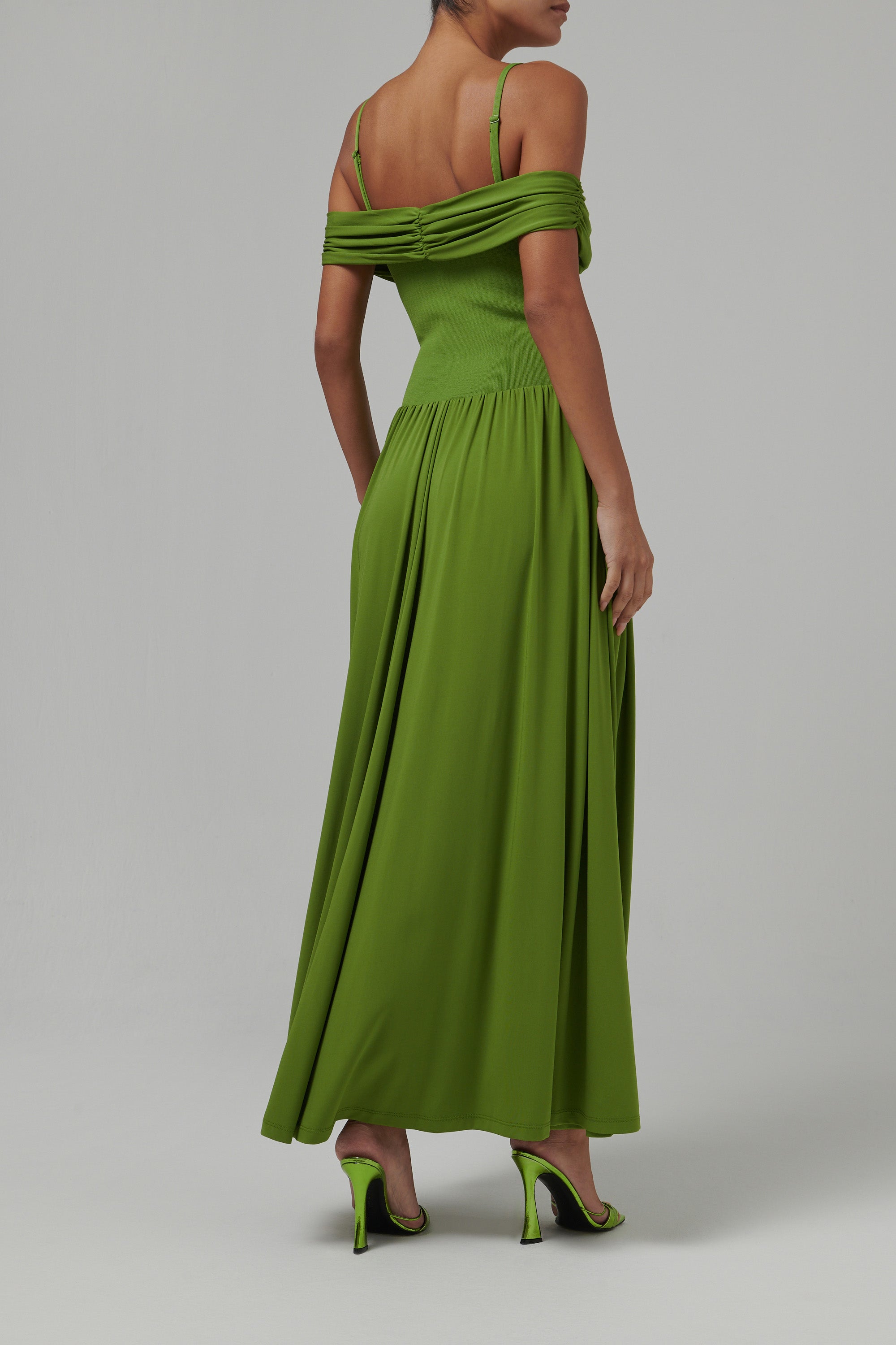 Simkhai Green Amarantha Off Shoulder Dress