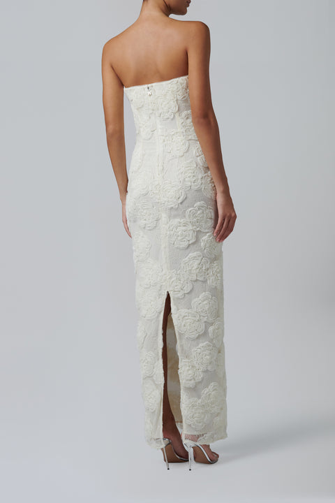 White Flower Mesh Tube Dress