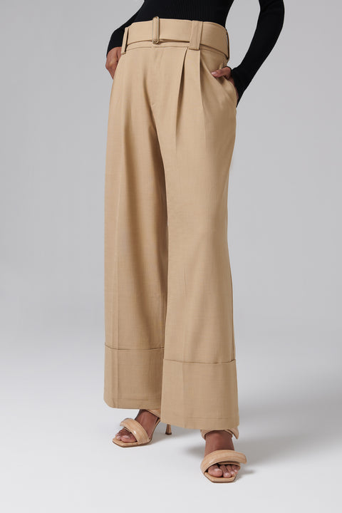 Beige Trudi Wide-Leg Pants