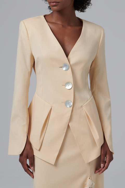Beige Noemie Wool Blazer