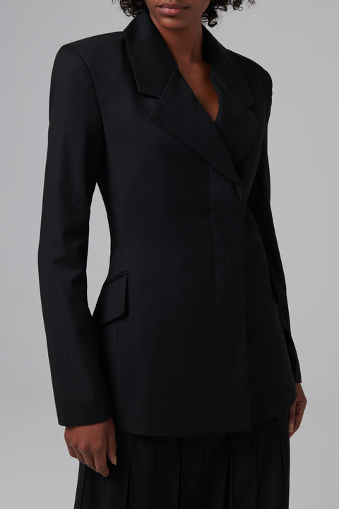 Black Single-Breasted Fitted Blazer