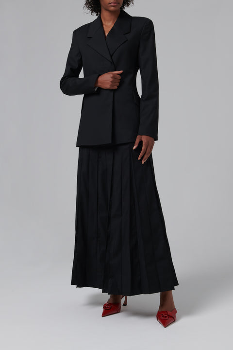 Black Single-Breasted Fitted Blazer