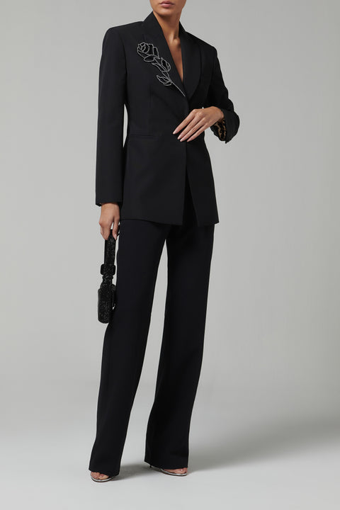 Black Crystal Embellished Blazer