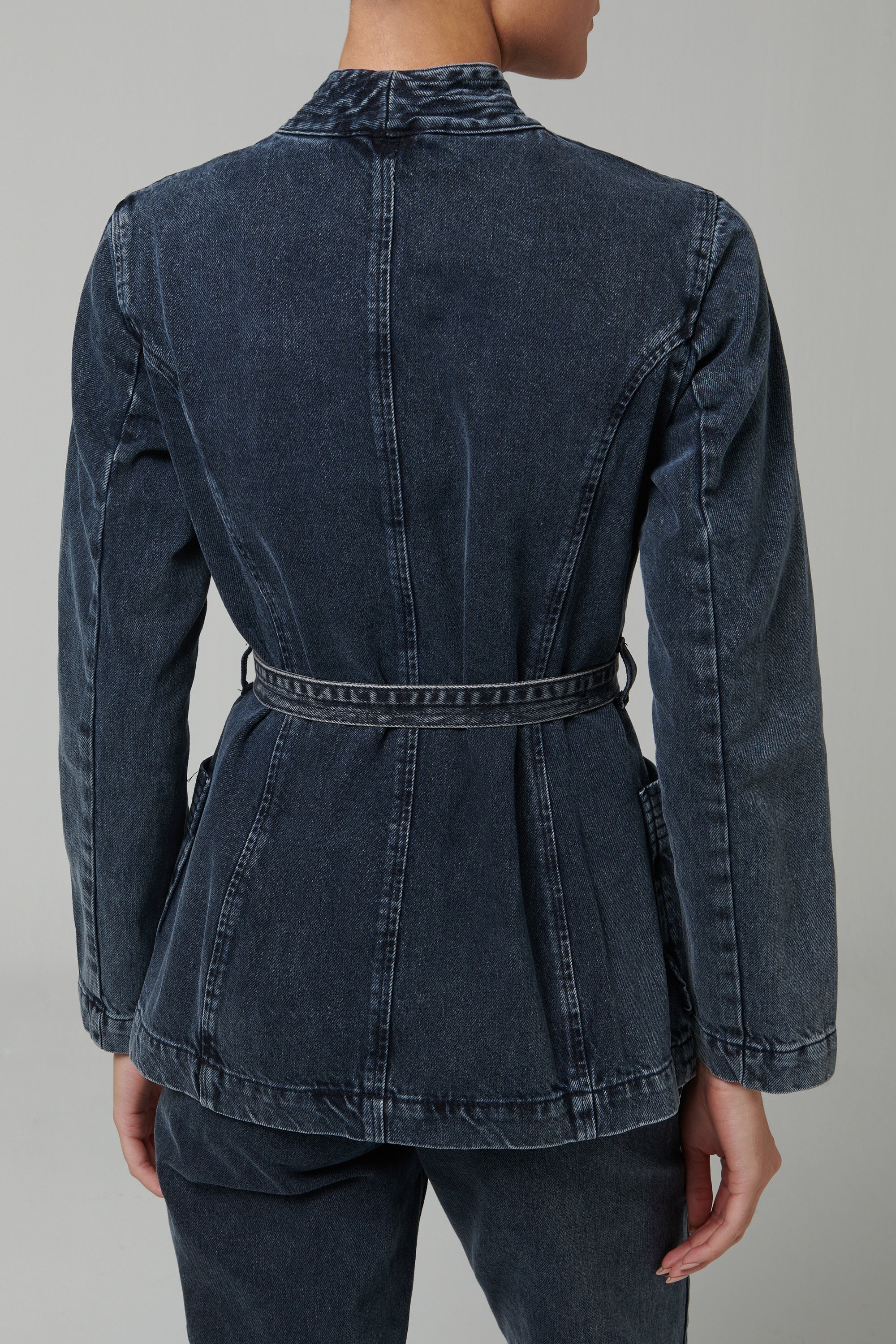 REMAIN Birger Christensen Black Belted Denim Jacket