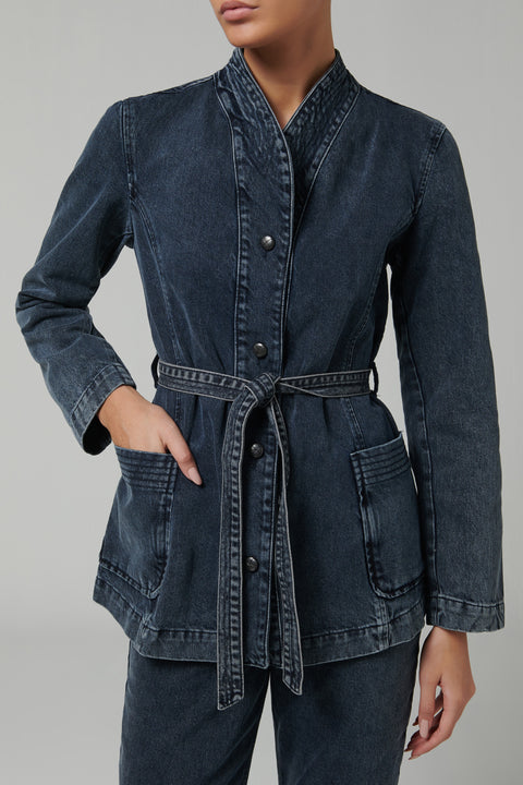 Black Belted Denim Jacket