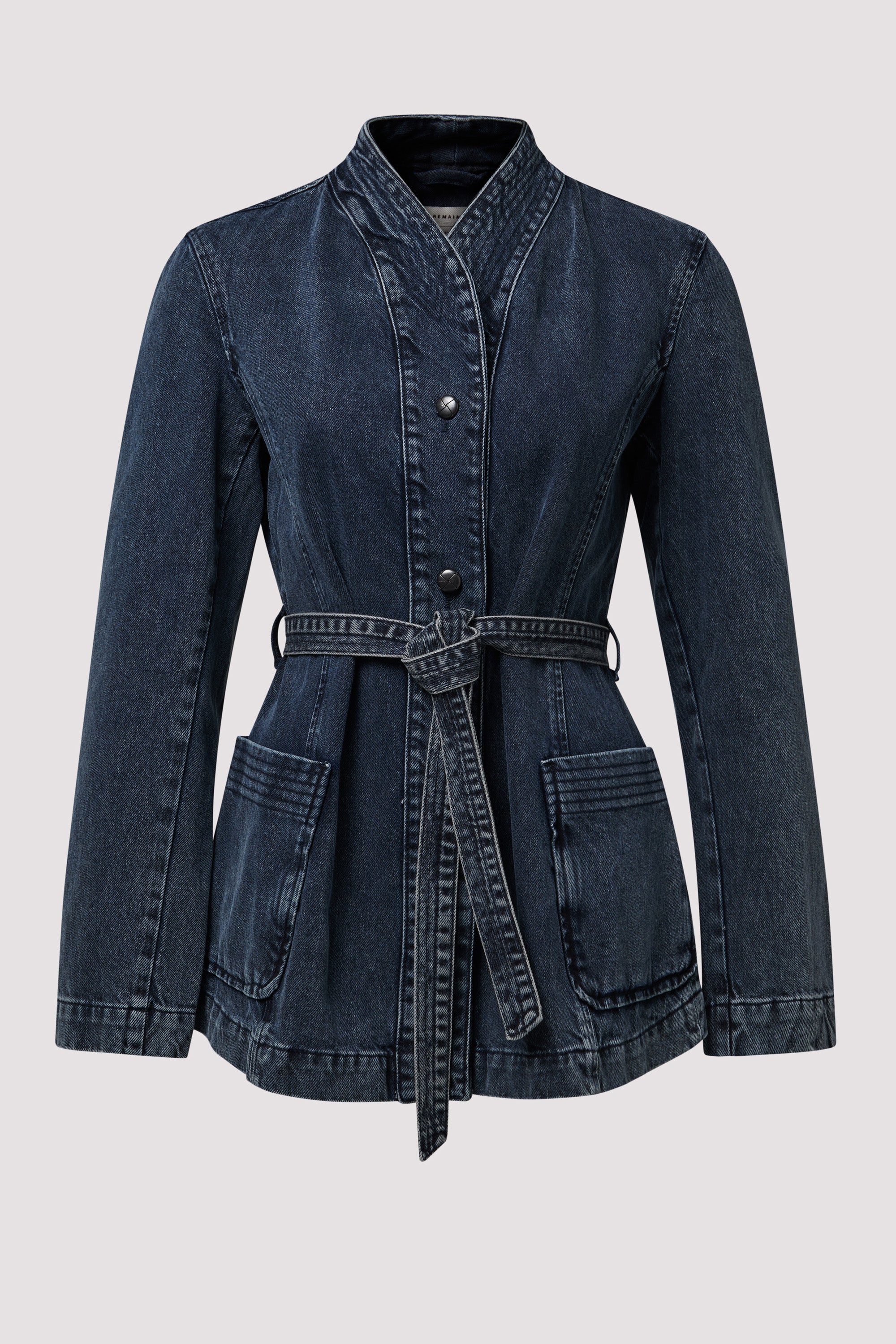 REMAIN Birger Christensen Black Belted Denim Jacket