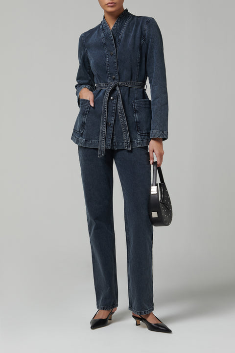 Black Belted Denim Jacket