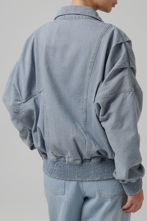 Blue Bat Sleeve Denim Jacket