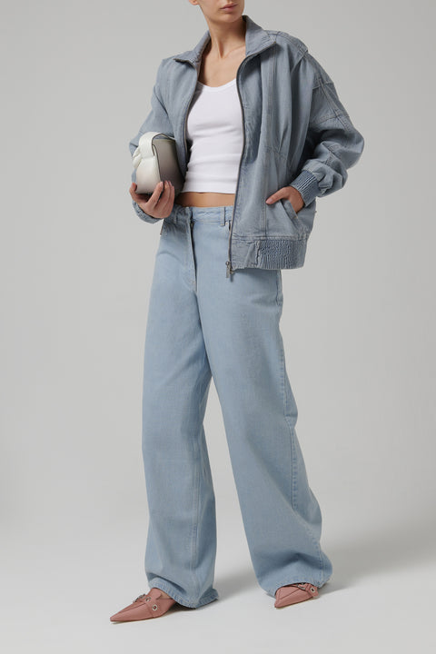 Blue Bat Sleeve Denim Jacket