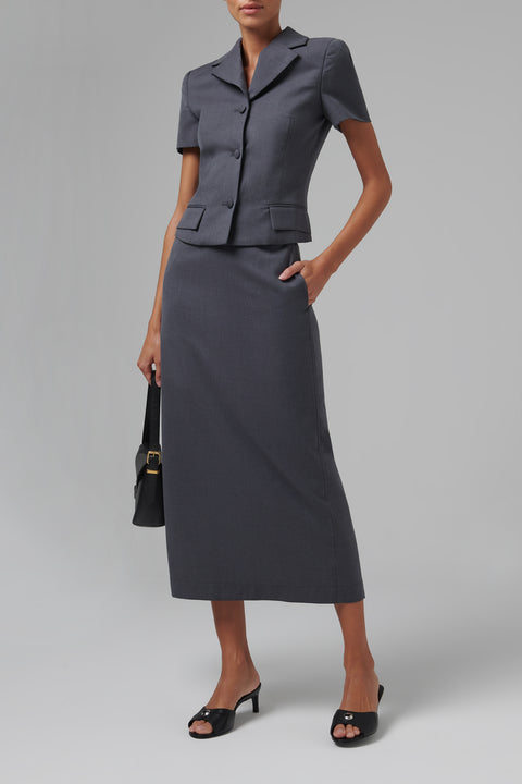 Grey Fitted Suiting Blazer