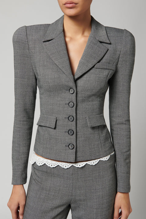 Grey Cinched Waist Blazer