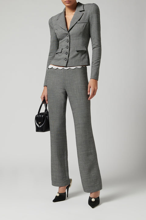 Grey Cinched Waist Blazer