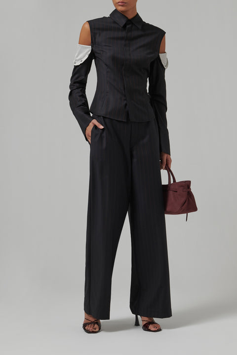 Black Pinstripe Sorrentino Drawstring Pants