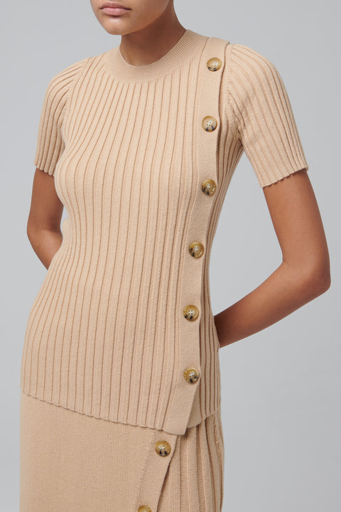 Beige Weston Short Sleeve Knit Top