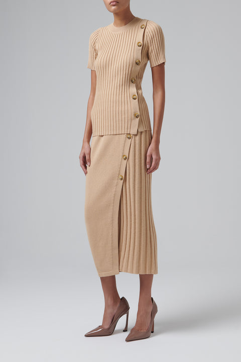 Beige Weston Short Sleeve Knit Top