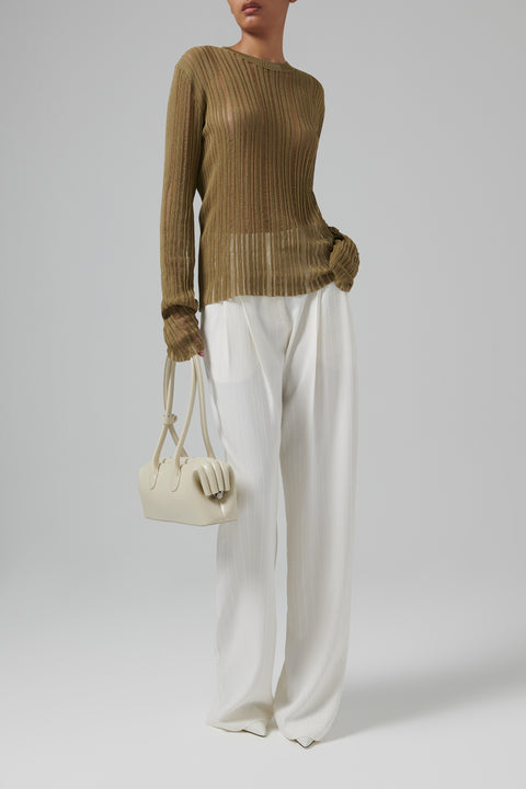 Green Rib Open Back Top