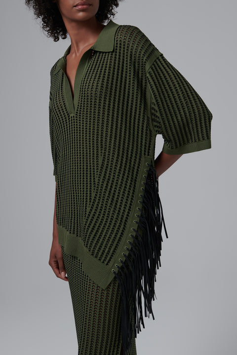 Khaki Melina Fringe Polo