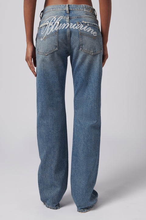 Blue Logo Regular Fit Jeans