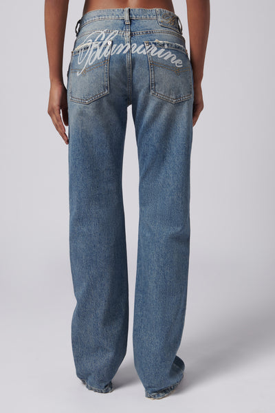 Blumarine Blue Logo Regular Fit Jeans