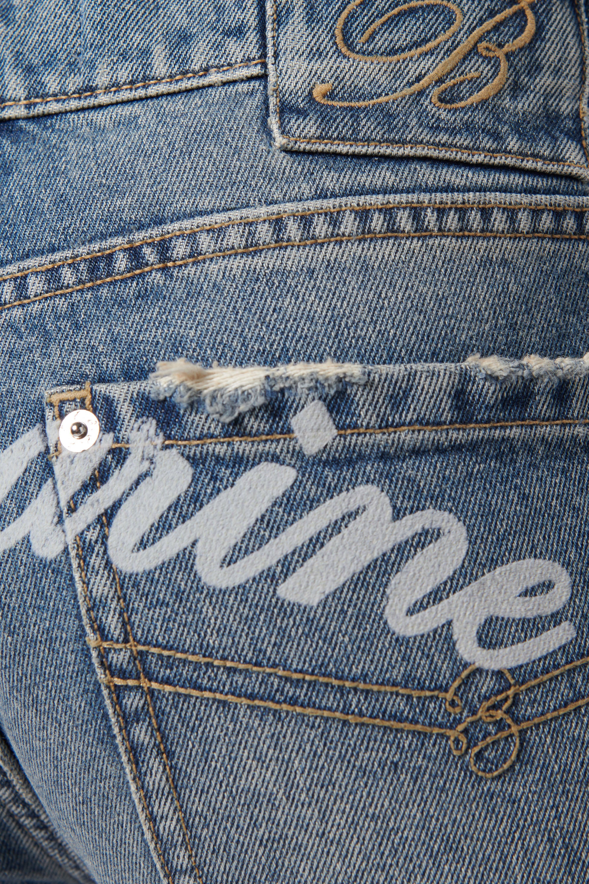 Blumarine Blue Logo Regular Fit Jeans