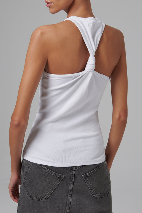 White Knotted Back Tank Top