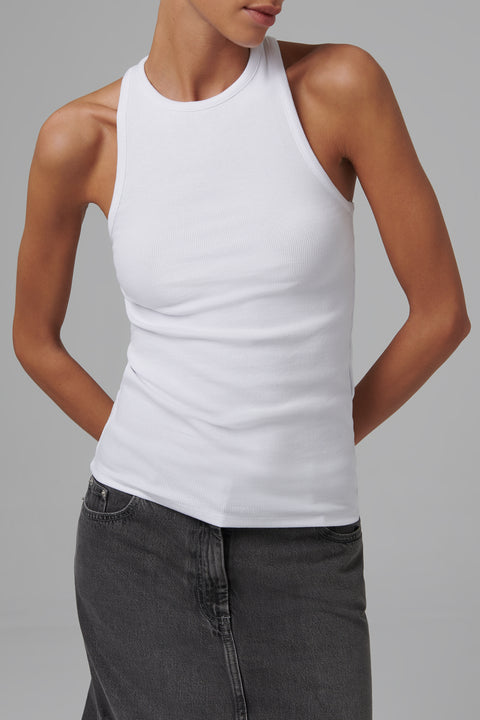White Knotted Back Tank Top