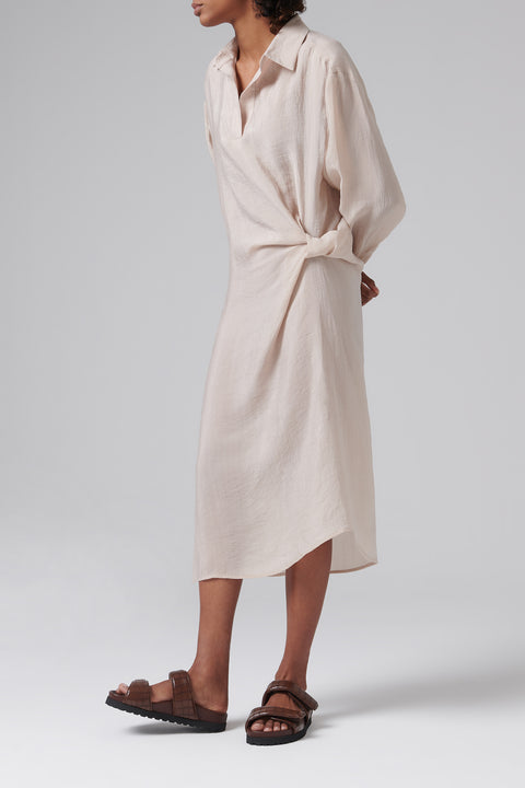 Beige Abbas Long Sleeve Midi dress
