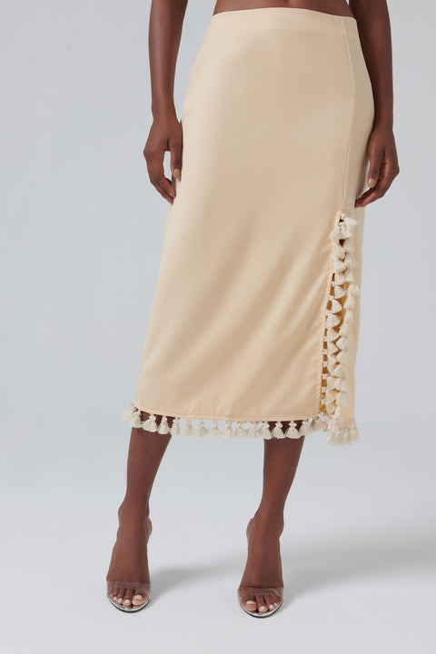 Beige Ayla Midi Skirt