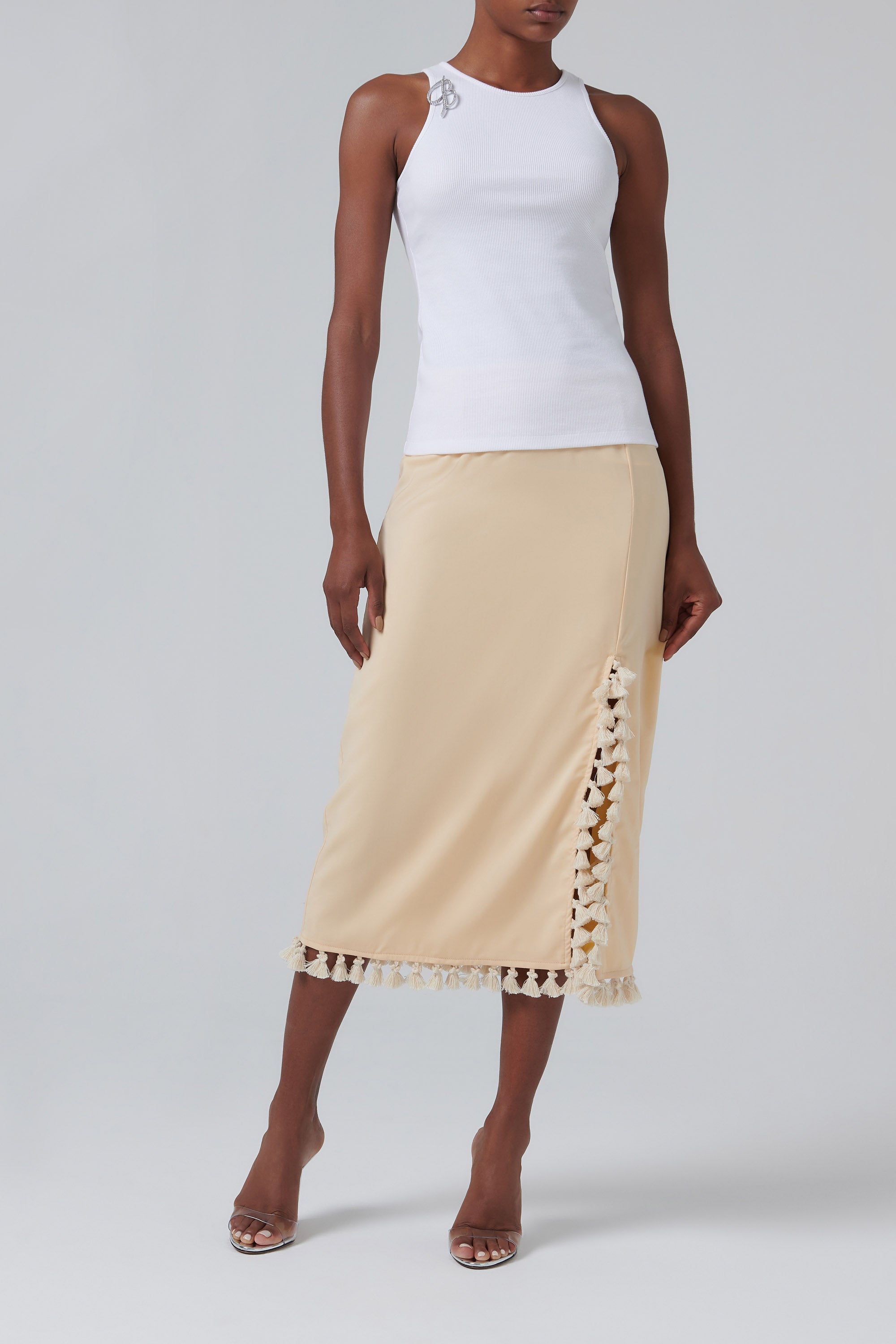 Rejina Pyo Beige Ayla Midi Skirt